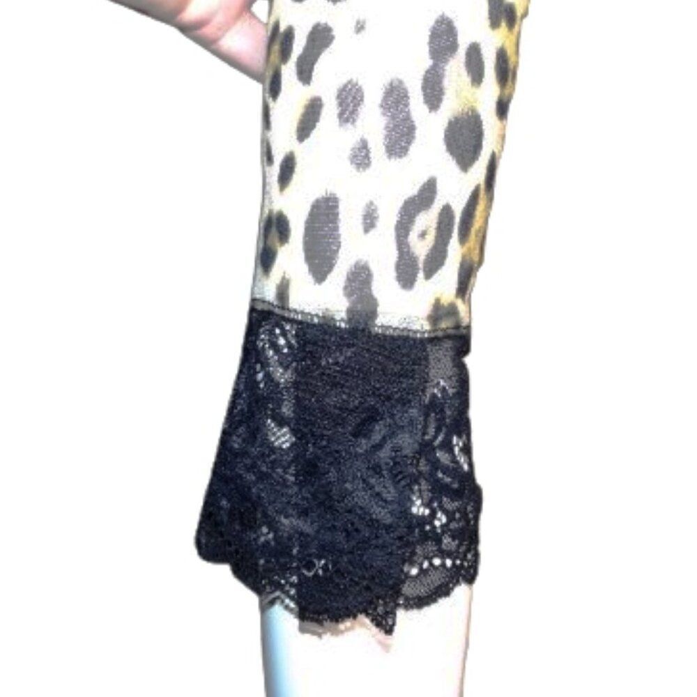 FUZZI/JEAN PAUL GAULTIER Dress, S, Leopard print, Mesh, Asym Lace hem, Animal - Picture 11 of 13